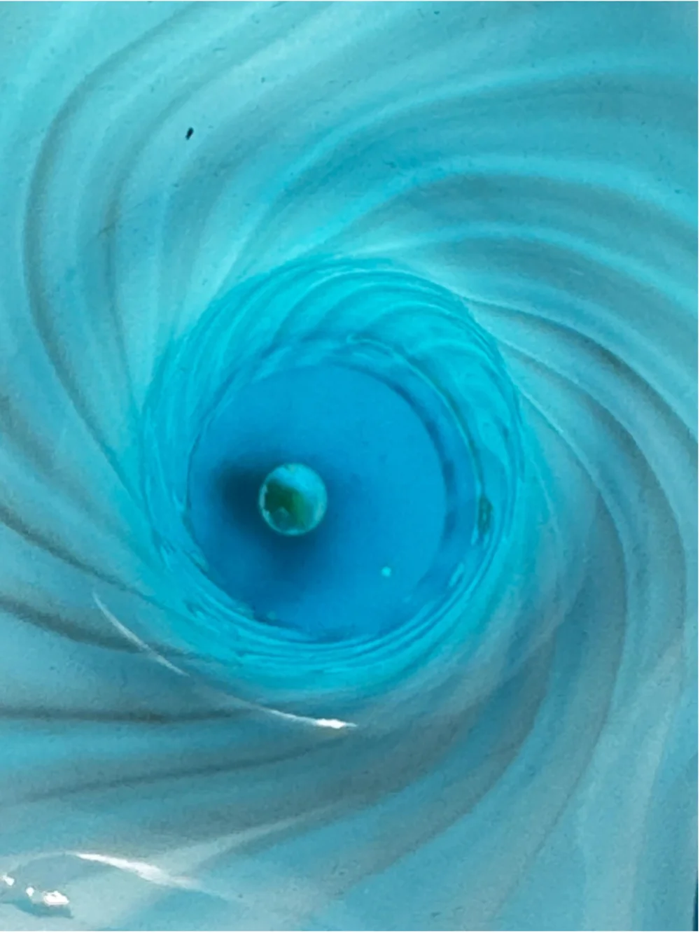 Hand Blown Glass Vase – Turquoise Aqua Spiral Optic Ruffled Rim 9”